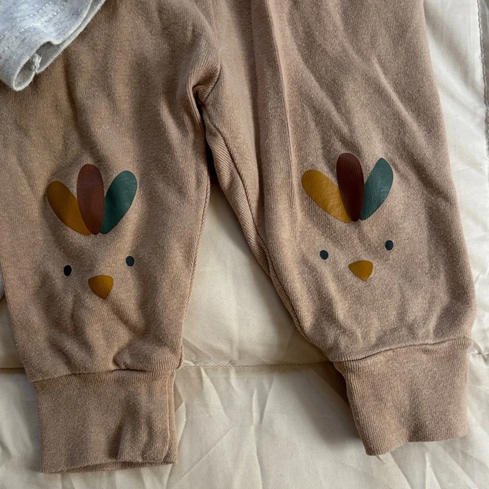 Carter's Festive My First Turkey Day Thanksgiving Outfit Set Onesie Pants Brown